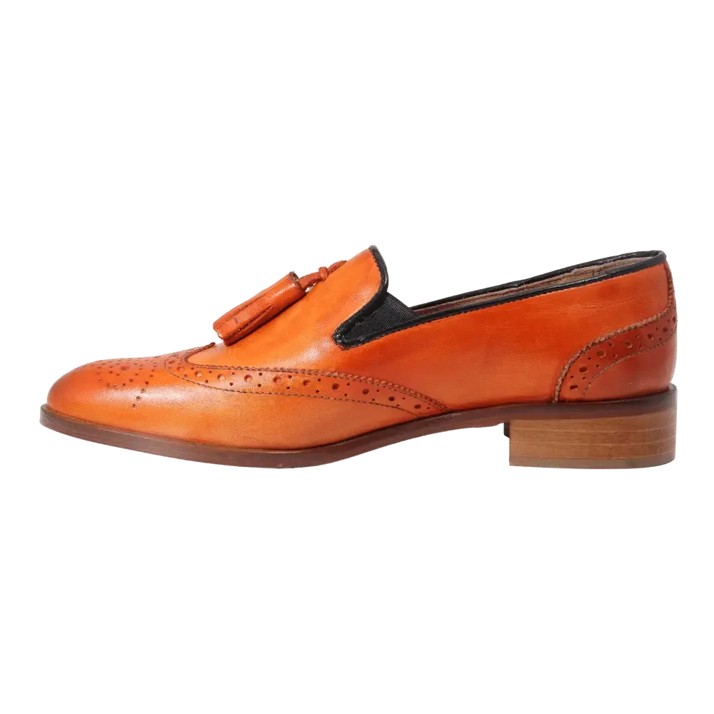 Leather Brogues with Tassels in Arancio (DU6000)