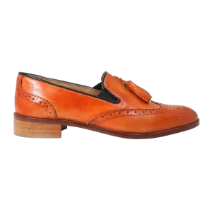 Leather Brogues with Tassels in Arancio (DU6000)