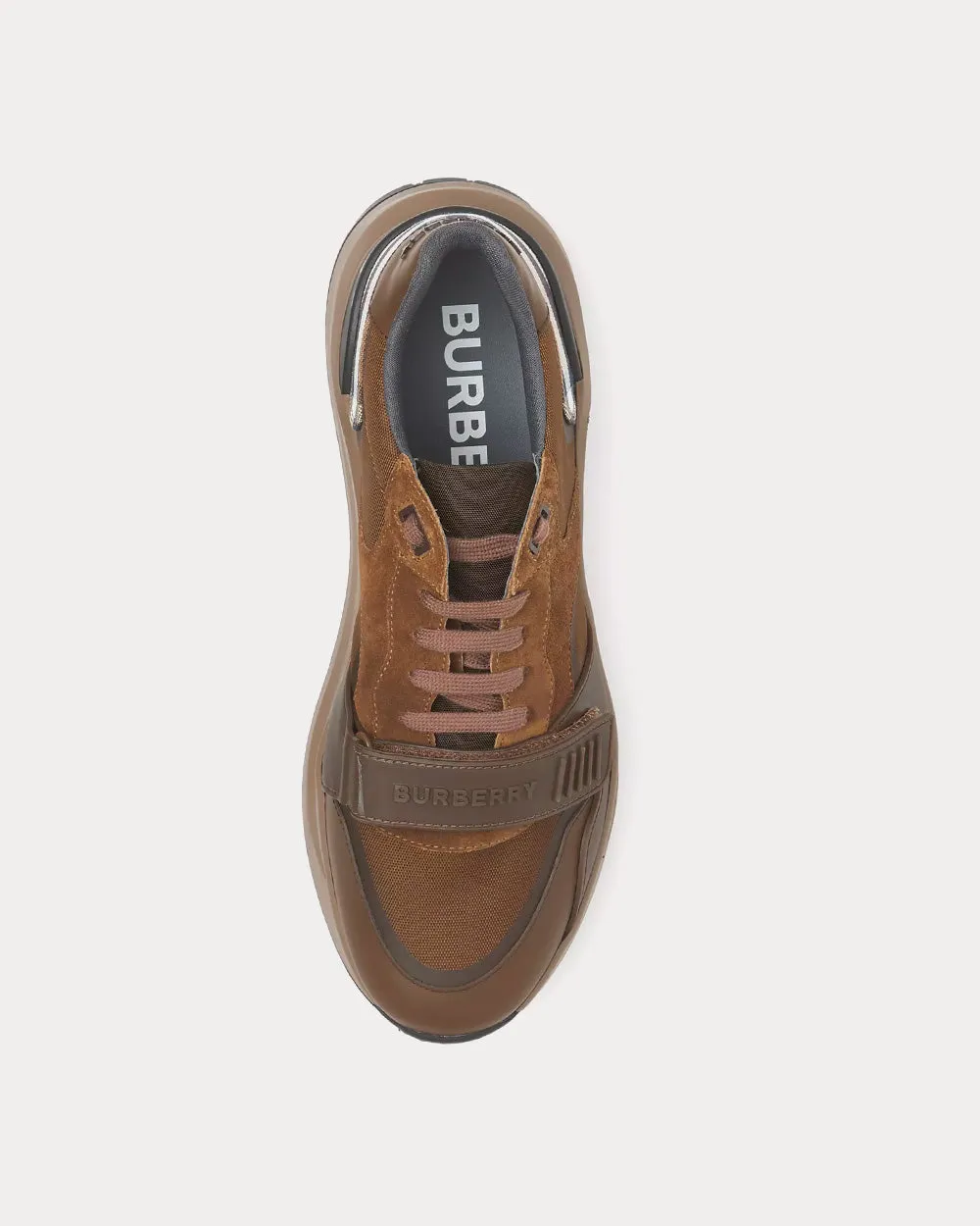 Leather, Suede & Check Dark Mocha Low Top Sneakers