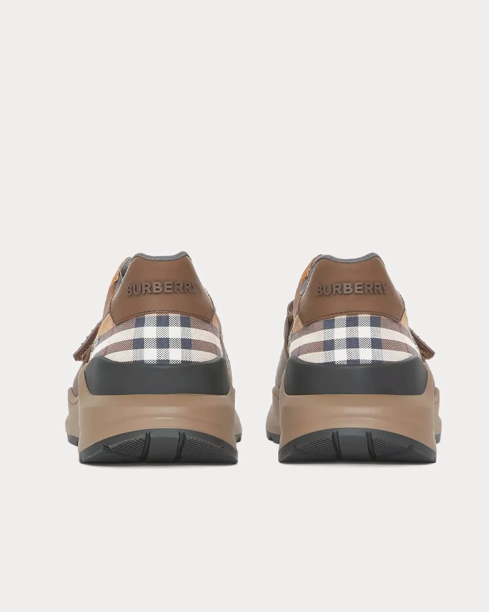 Leather, Suede & Check Dark Mocha Low Top Sneakers