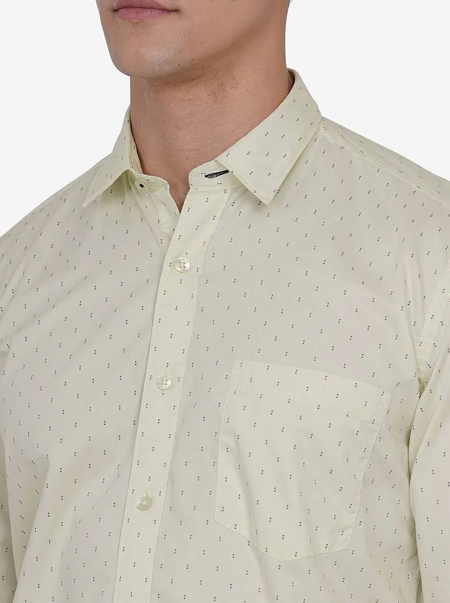 Lime Green Printed Slim Fit Casual Shirt | JadeBlue