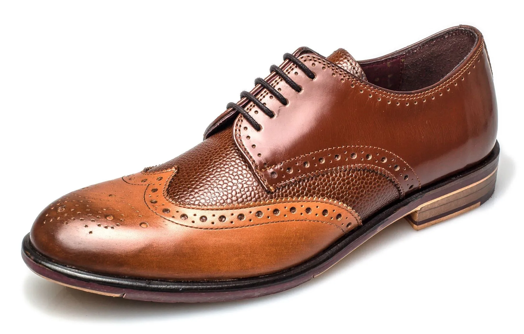 London Brogues Lincoln 5 Eye Mens Leather Sole Derby Shoes