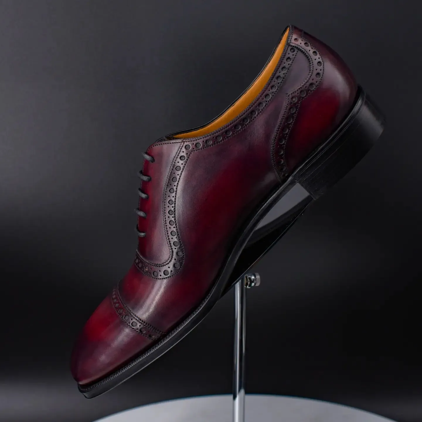Luxury Edition - Artisian Made Burgundy Brown Italian Leather Quillan Brogue Oxfords - Formal Shoes - SS23