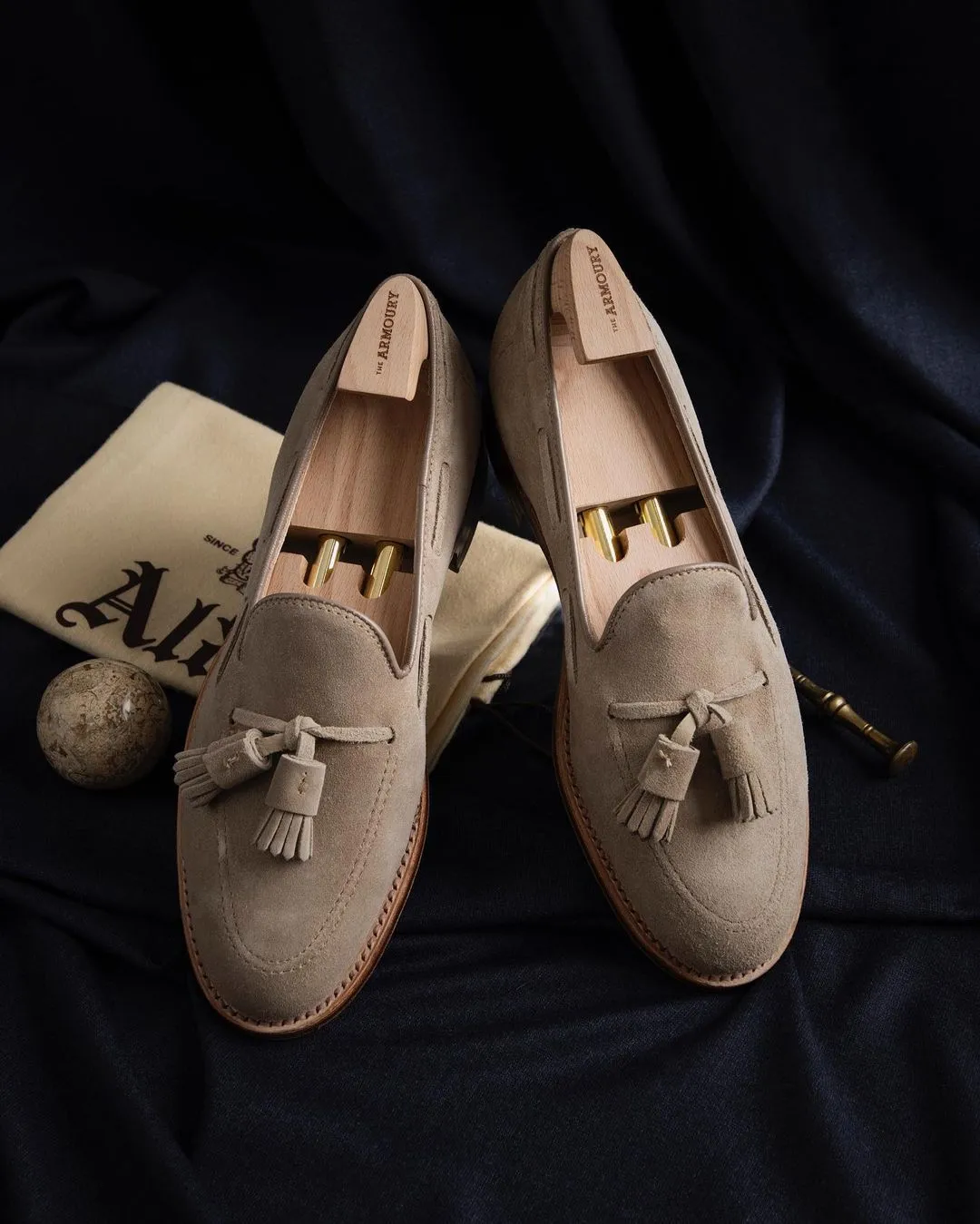 Luxury Edition - Artisian Made Cream Italian Suede Ariadne Tassel Loafers - Formal Shoes - SS23