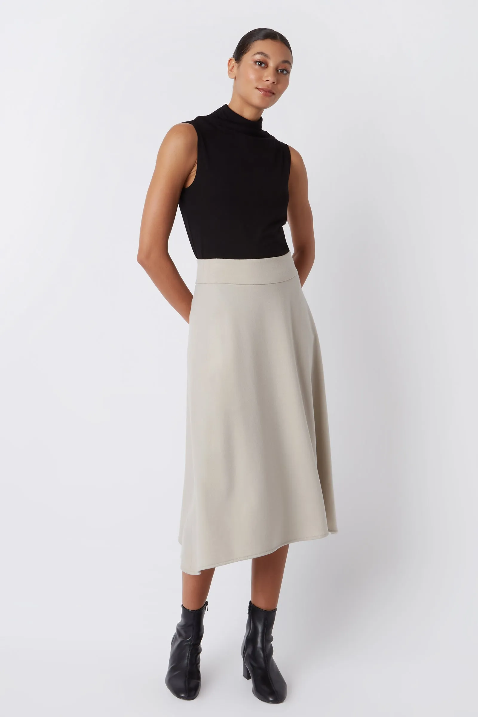 Martina Felted Jersey Kick Skirt - Mink