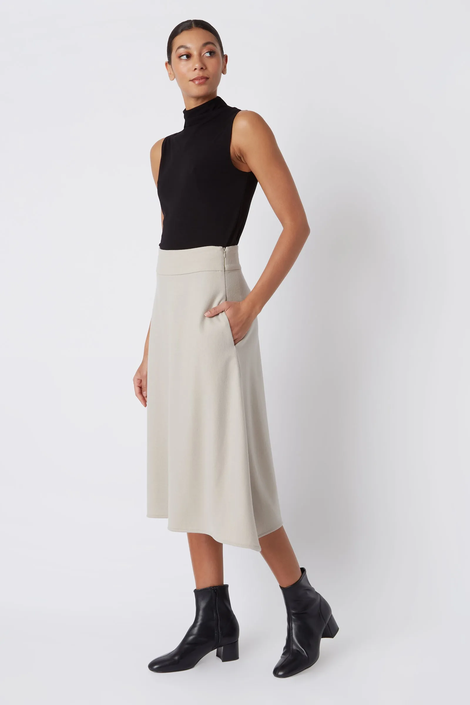 Martina Felted Jersey Kick Skirt - Mink