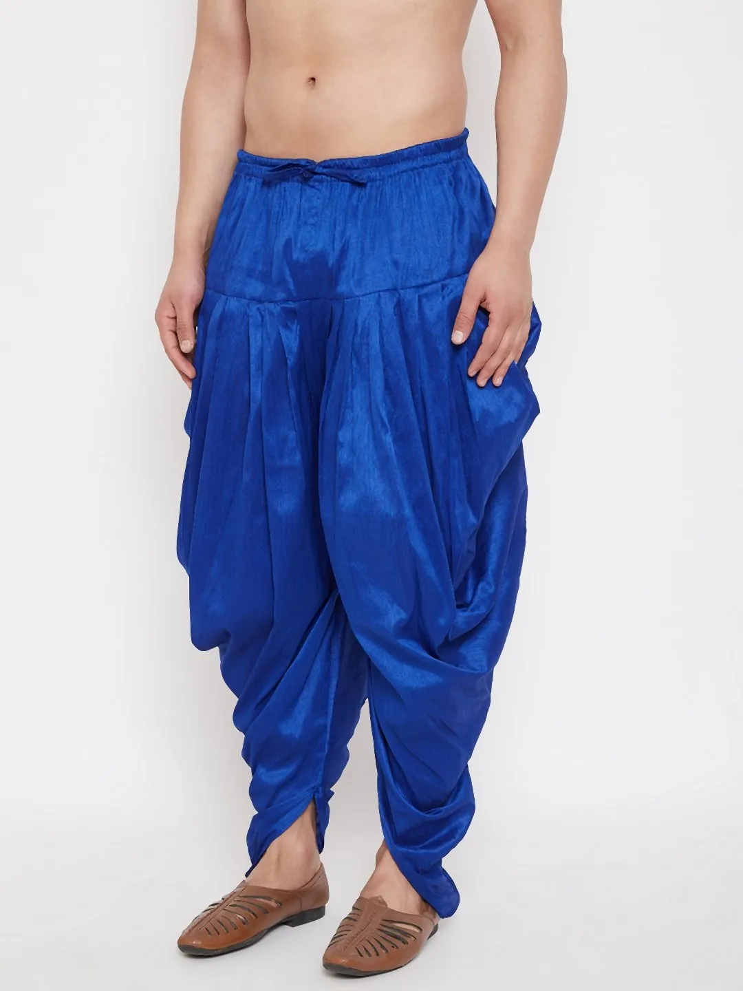 Men's Blue Cowl Dhoti - Vastramay