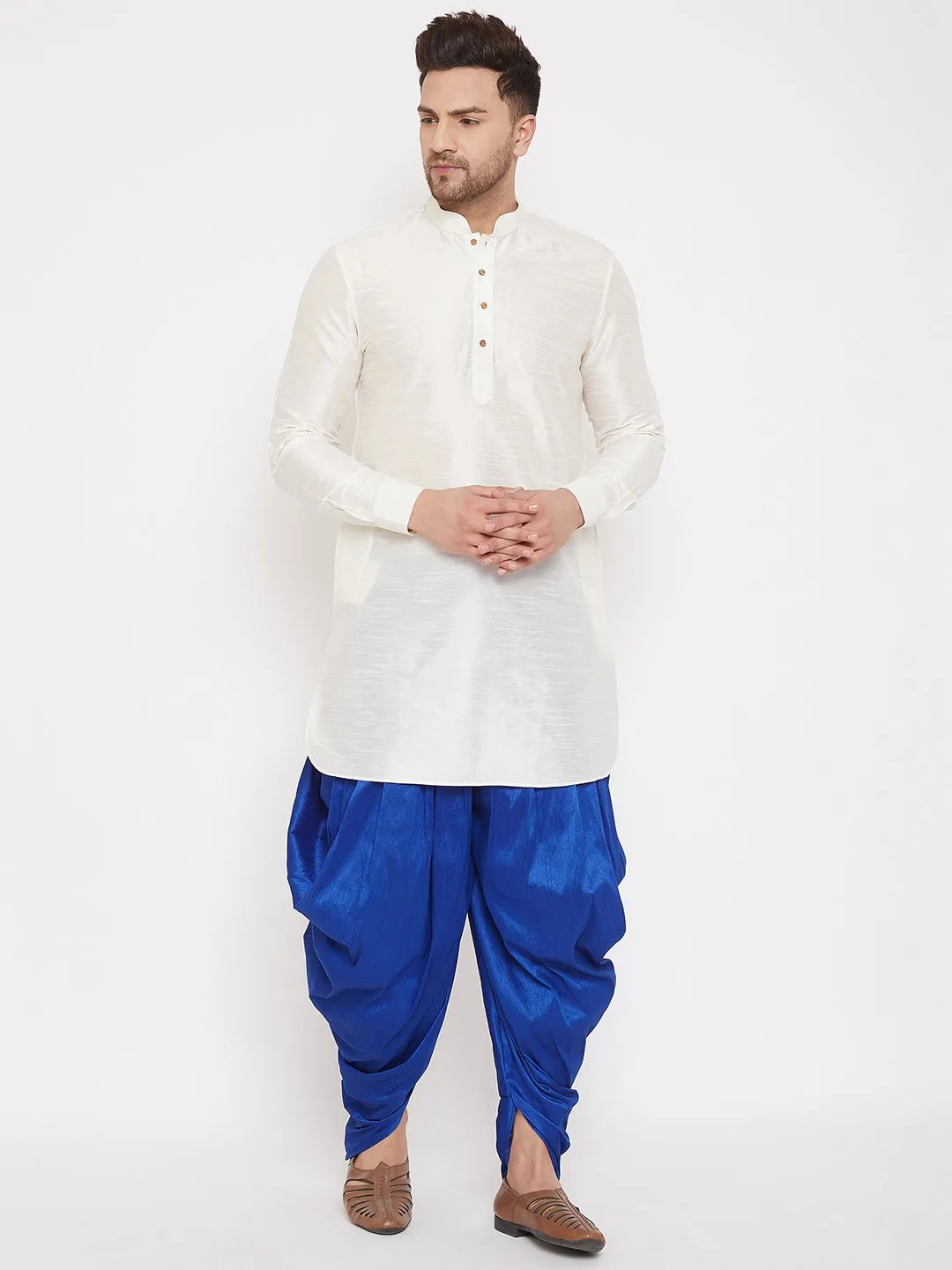 Men's Blue Cowl Dhoti - Vastramay
