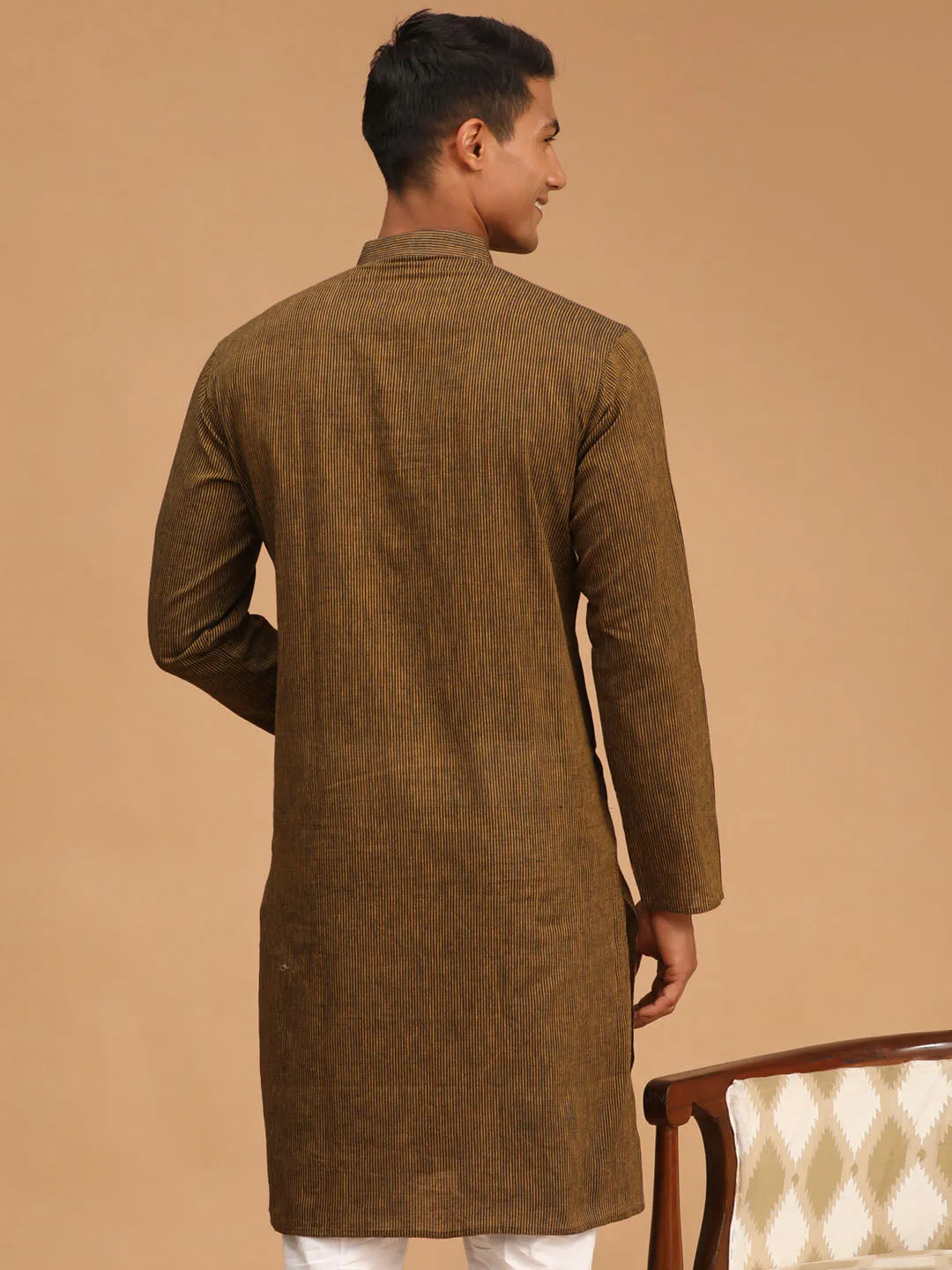 Men's Brown Pure Cotton Kurta - Vastramay