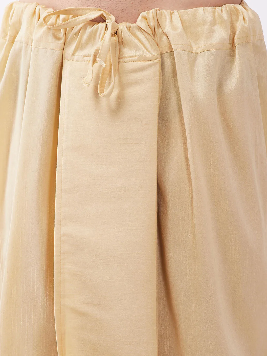 Men's Gold Silk Blend Kurta And Dhoti Set - Vastramay