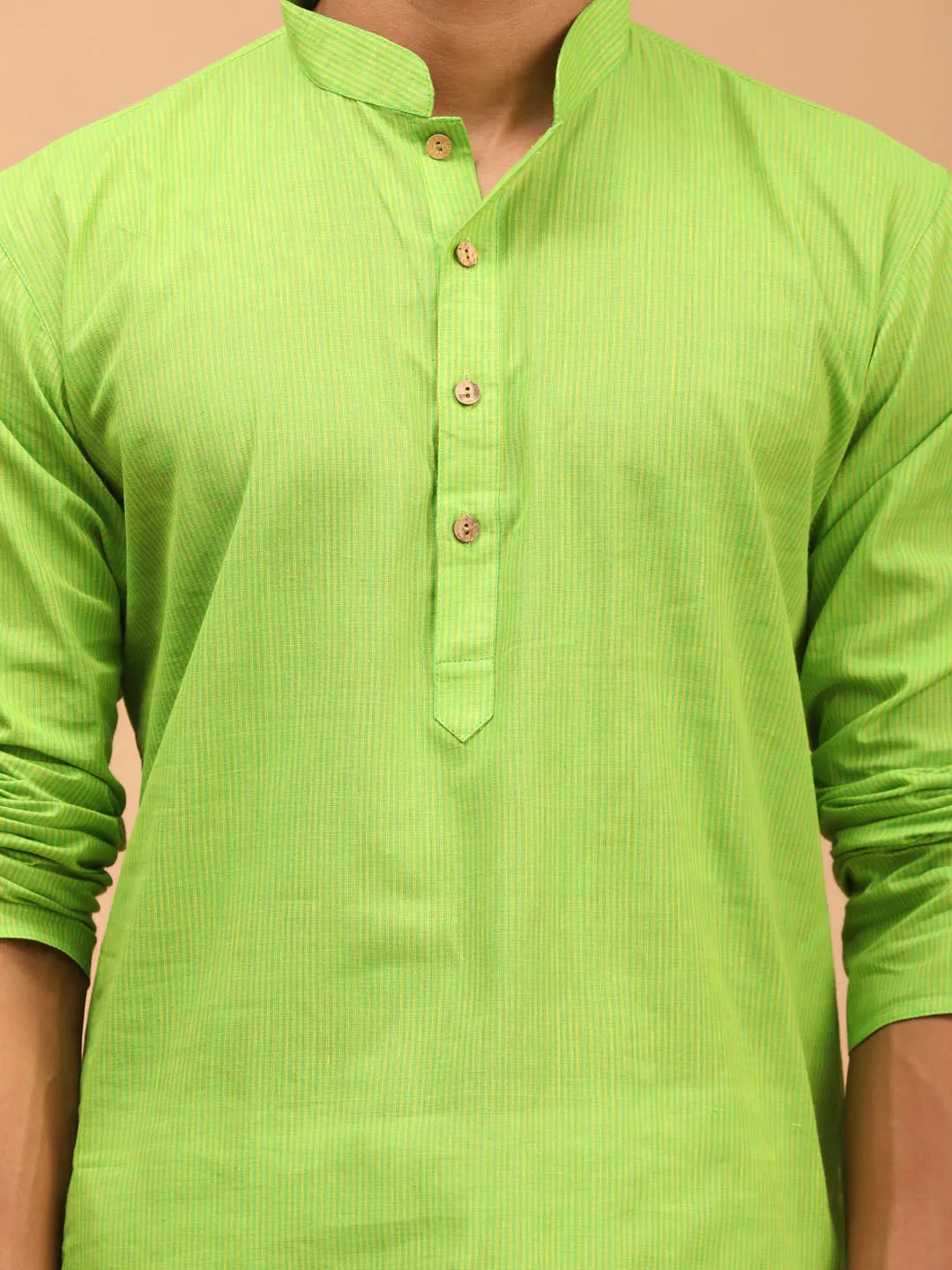Men's Green Pure Cotton Kurta Pyjama Set - Vastramay