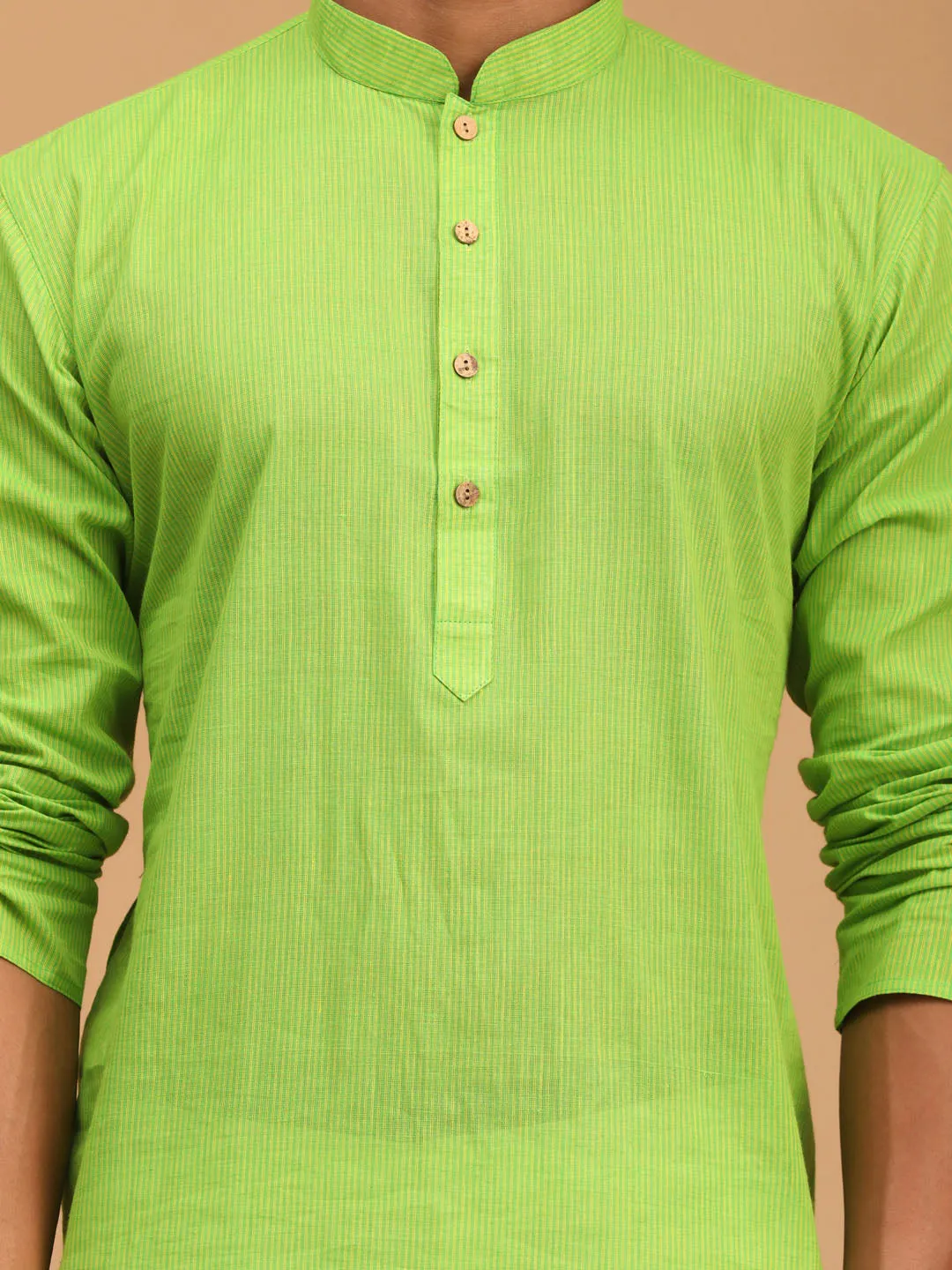 Men's Green Pure Cotton Kurta - Vastramay