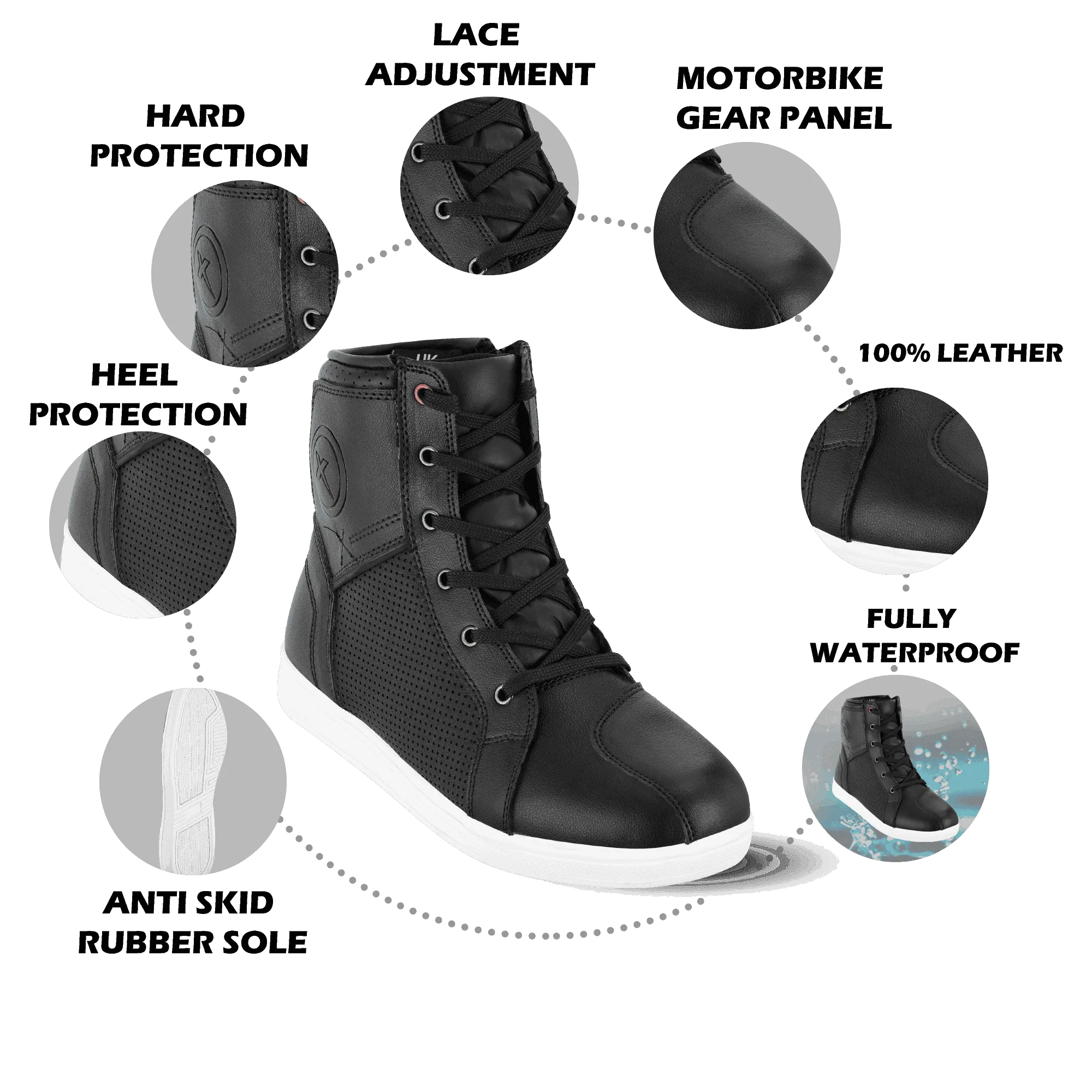 Men's Motorcycle Waterproof Casual Sneaker Shoes