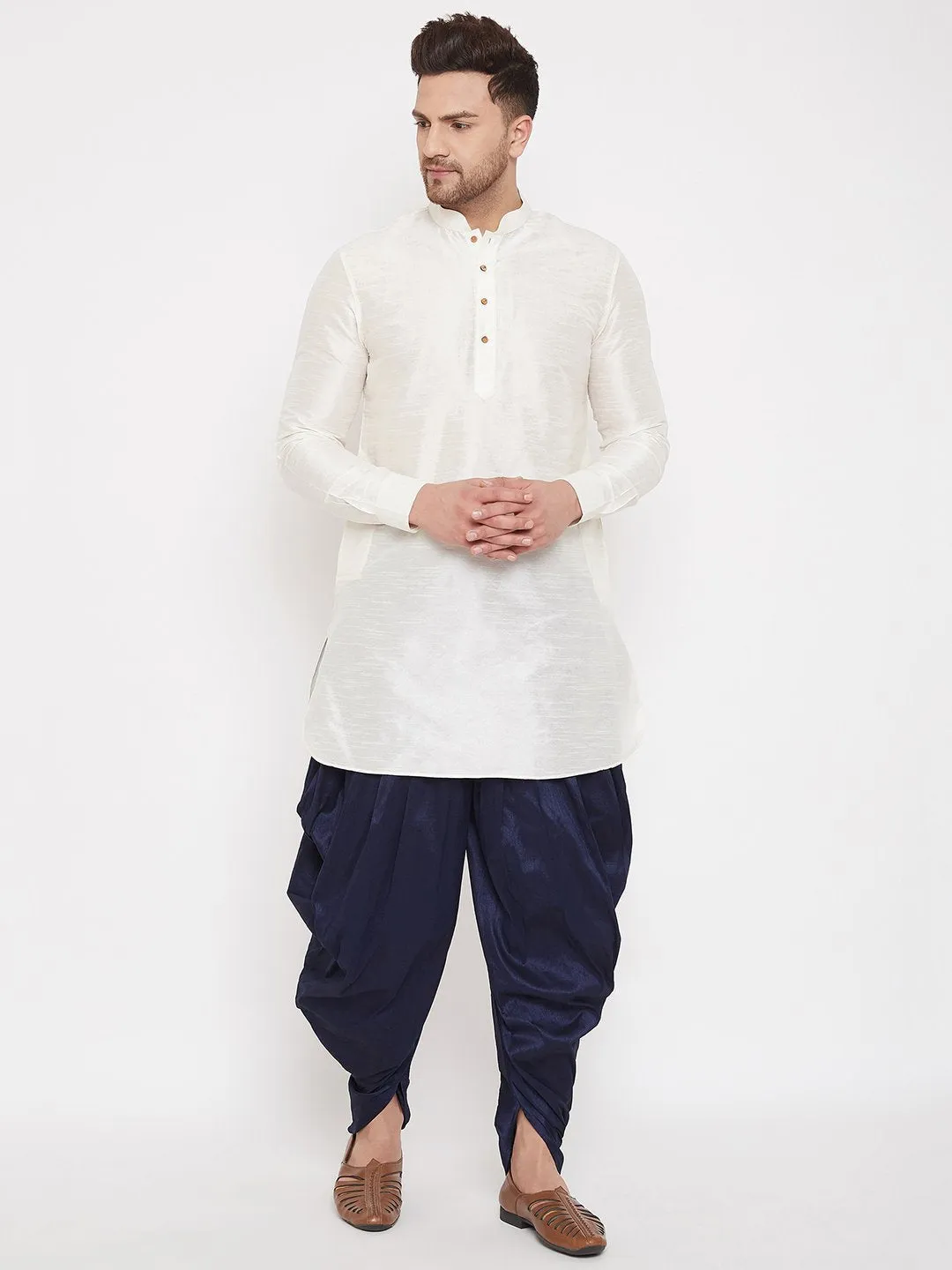 Men's Navy Blue Cowl Dhoti - Vastramay