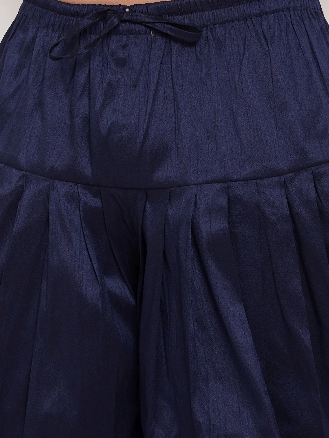 Men's Navy Blue Cowl Dhoti - Vastramay