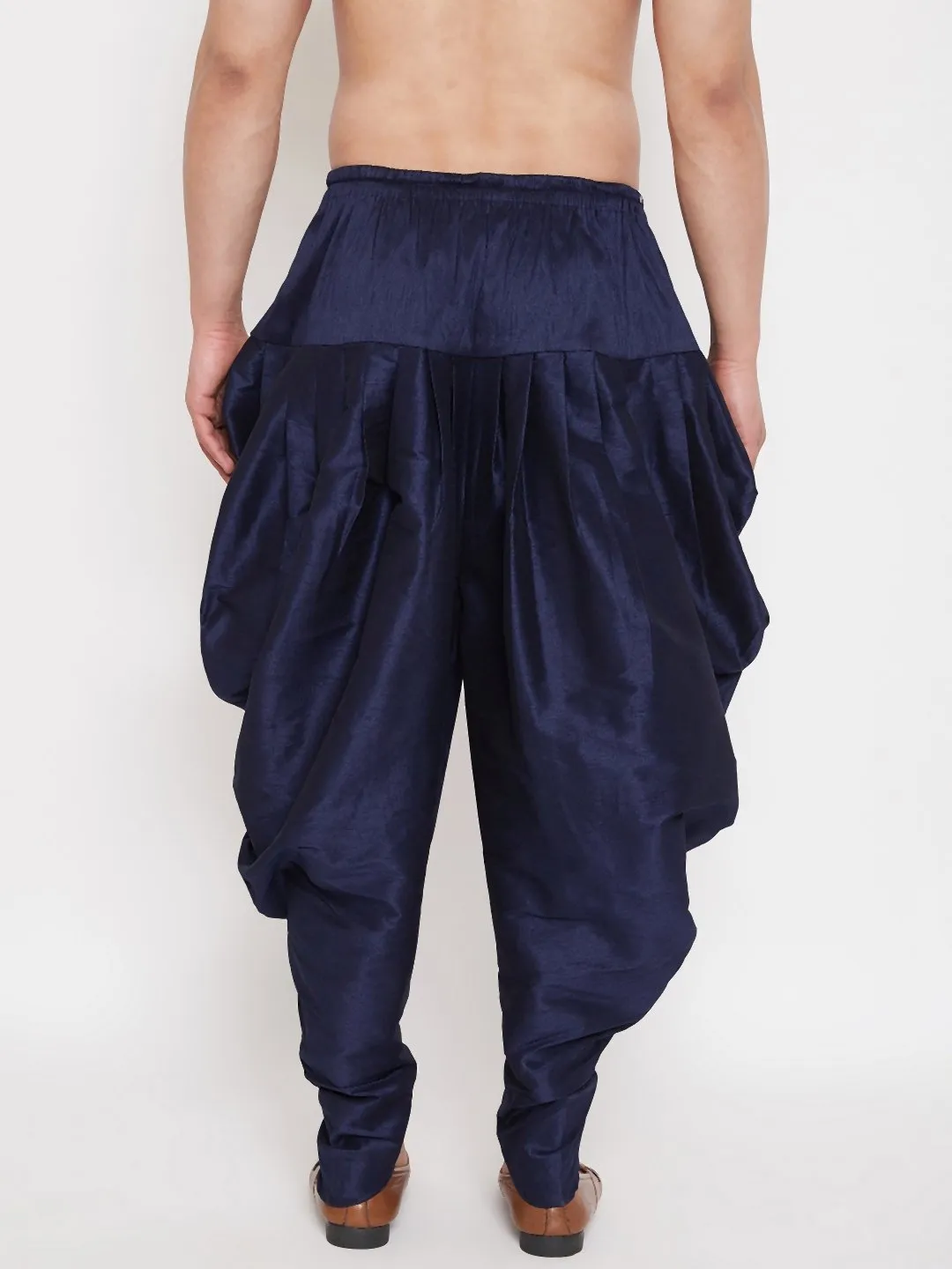 Men's Navy Blue Cowl Dhoti - Vastramay
