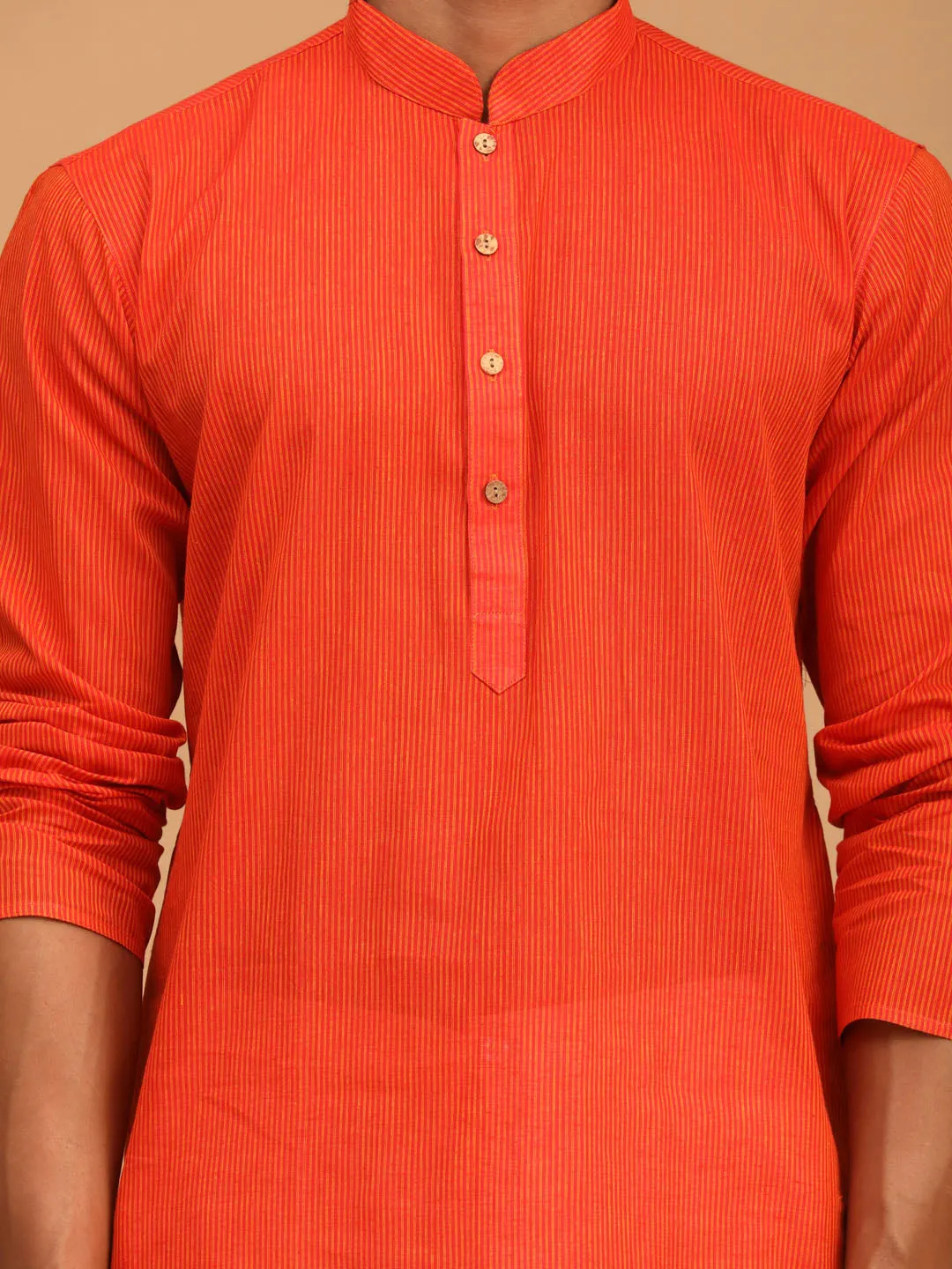 Men's Red Pure Cotton Kurta - Vastramay