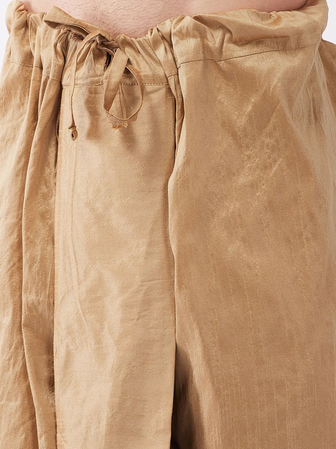Men's Rose Gold Silk Blend Kurta And Dhoti Set - Vastramay