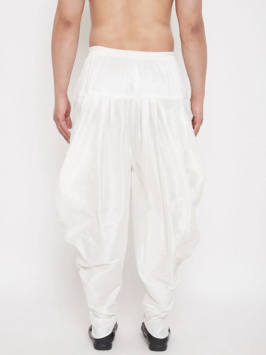 Men's White Cowl Dhoti - Vastramay