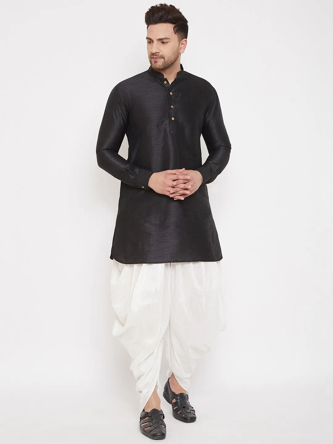 Men's White Cowl Dhoti - Vastramay