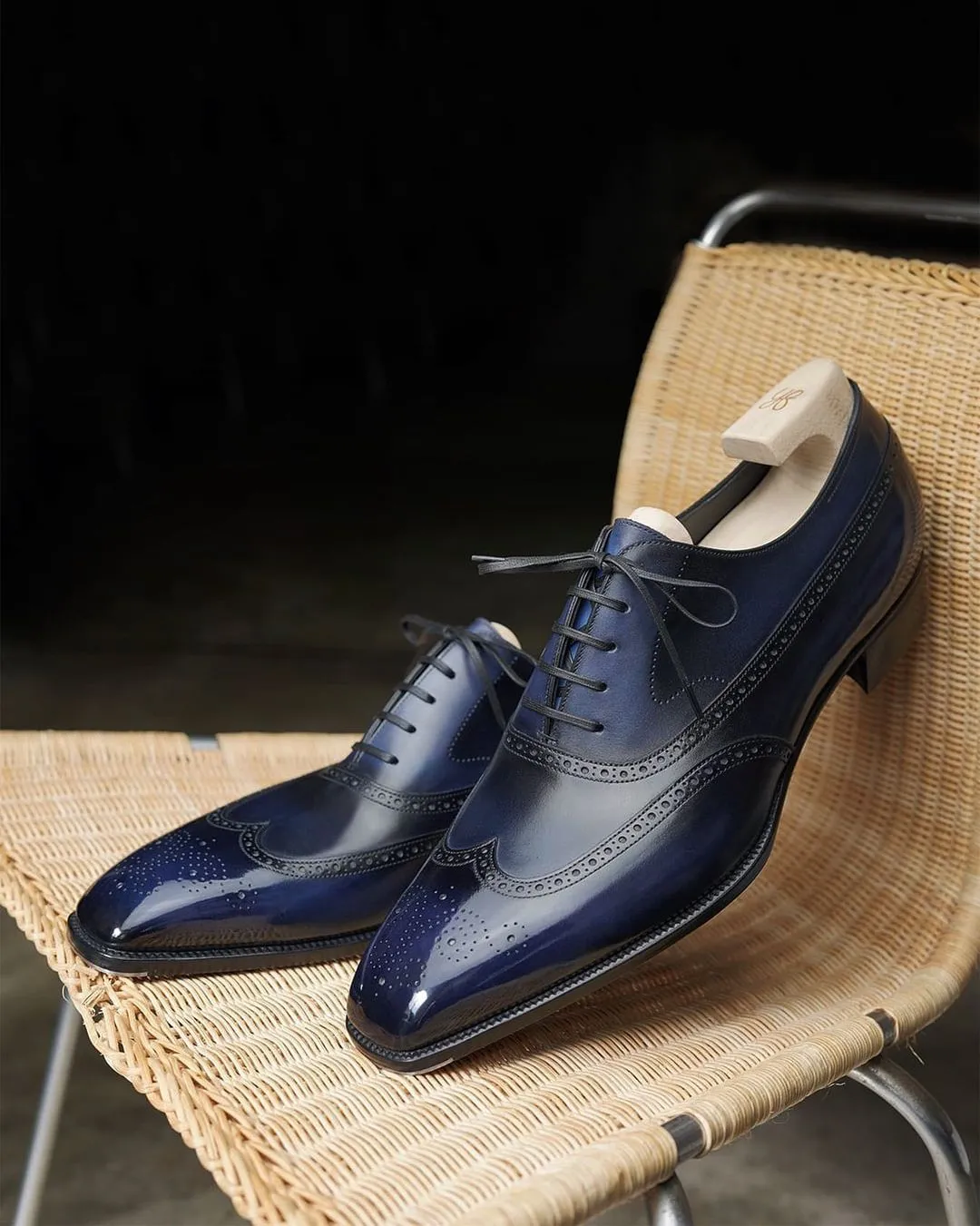 Navy Blue Kieran Leather Oxfords -Work Edition