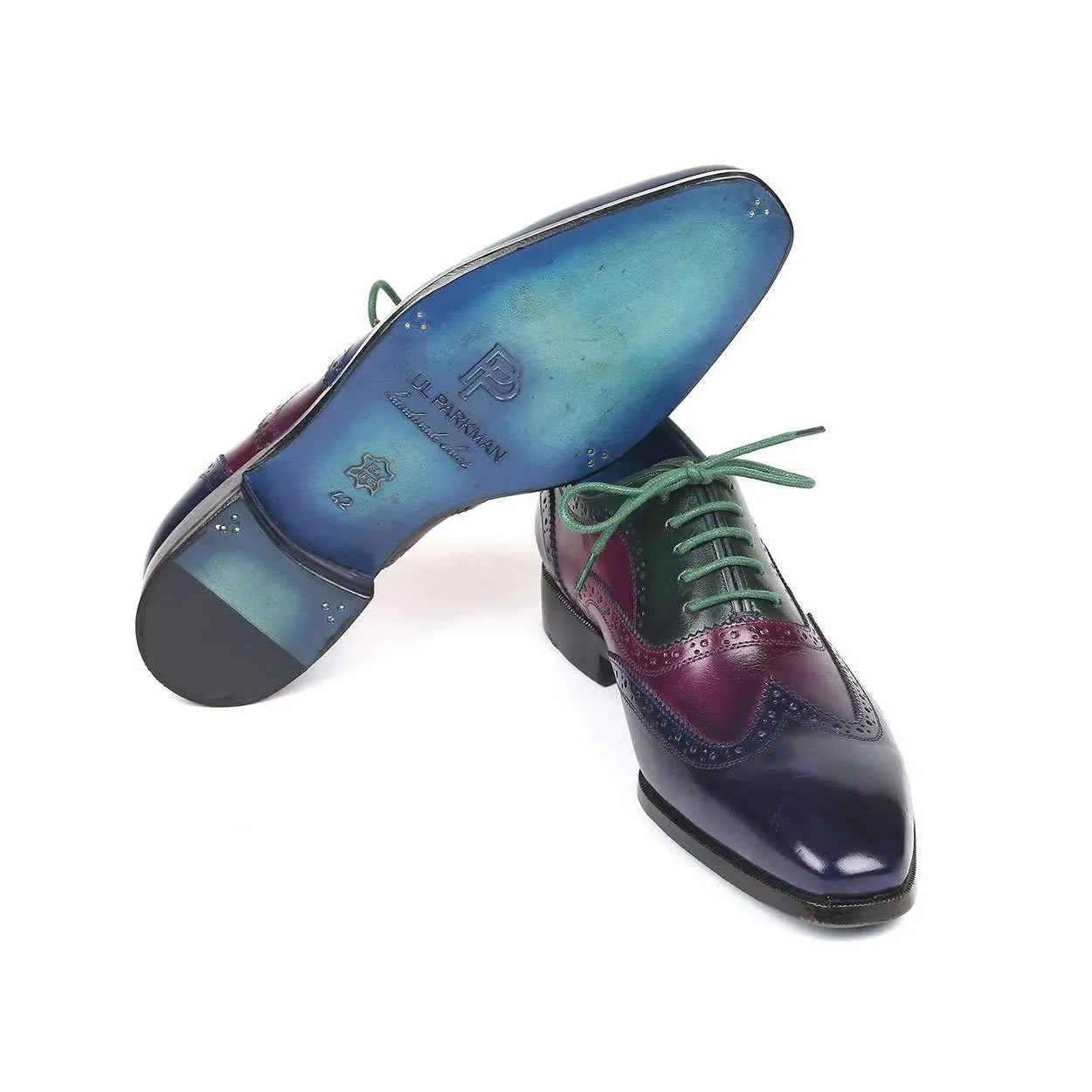 Paul Parkman Men's Navy / Burgundy and Green Wing Tip Oxfords PP2284 (PM6134)