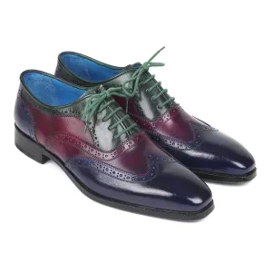 Paul Parkman Men's Navy / Burgundy and Green Wing Tip Oxfords PP2284 (PM6134)