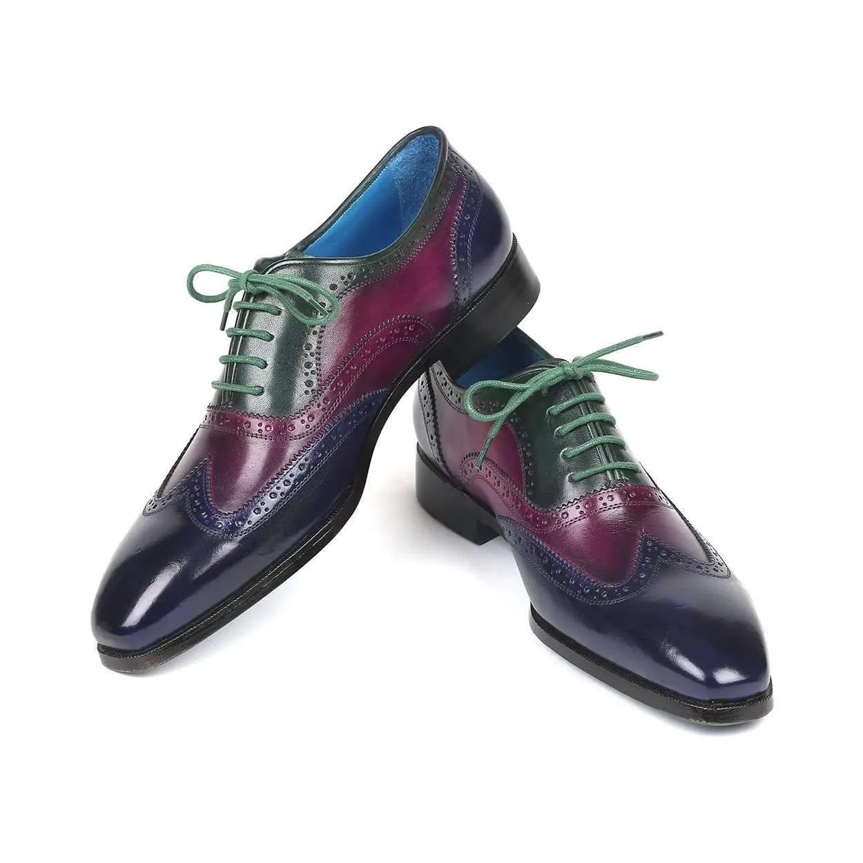 Paul Parkman Men's Navy / Burgundy and Green Wing Tip Oxfords PP2284 (PM6134)