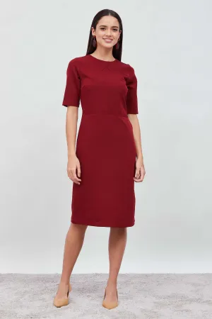 Prestige-Maroon Sheath Dress - Maroon