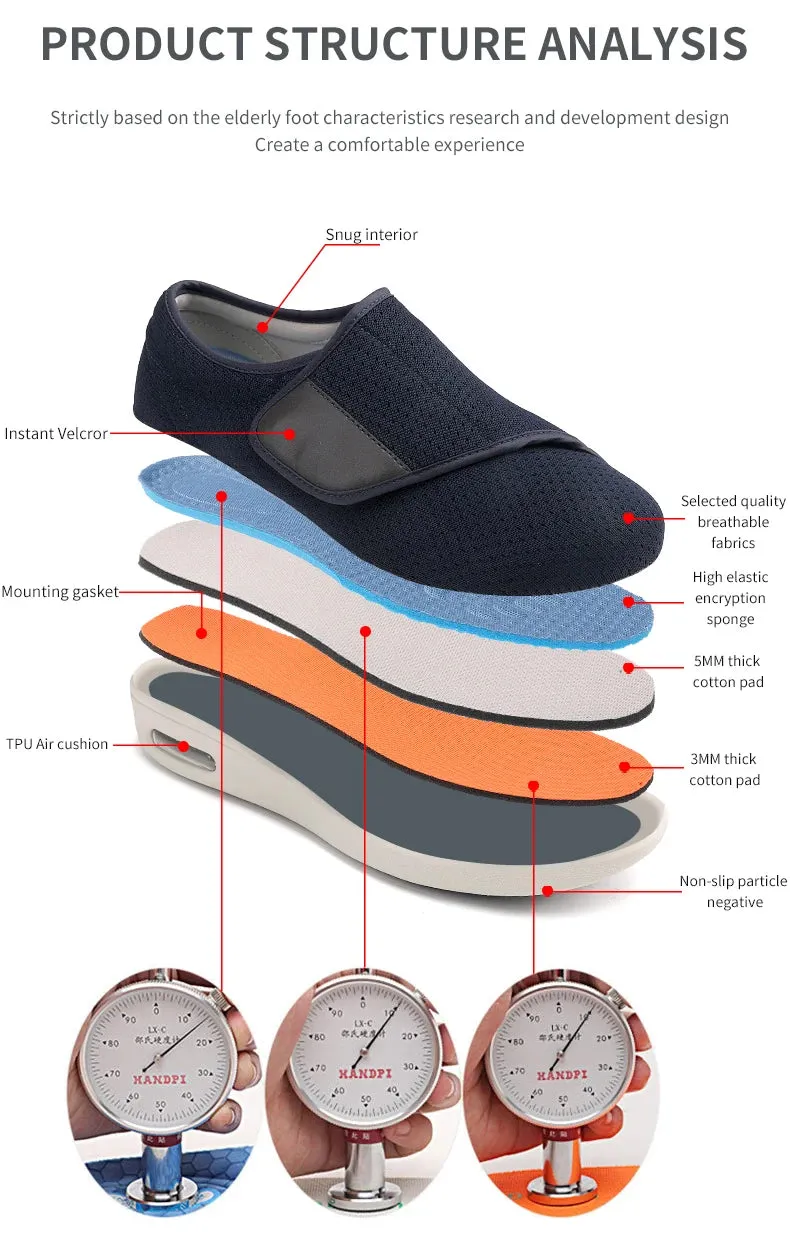 Professional Velcro Plantar Fasciitis Edema Arthritis Gout Hallux Valgus Swollen Feet Big Toe Ortho Diabetic Elderly Shoes Men