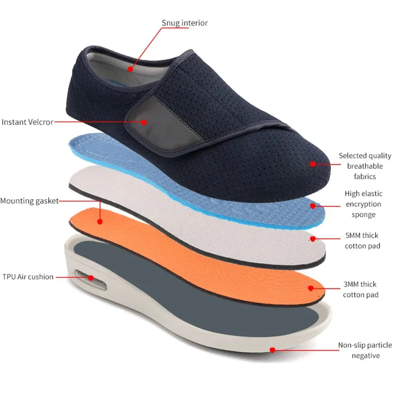 Professional Velcro Plantar Fasciitis Edema Arthritis Gout Hallux Valgus Swollen Feet Big Toe Ortho Diabetic Elderly Shoes Men