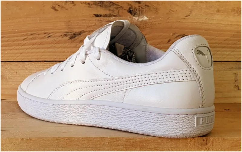 Puma Basket Crush Emboss Leather Trainers UK4/US6.5/EU37 369595 01 Triple White