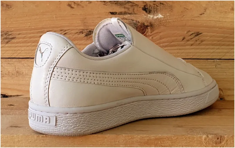 Puma Basket Crush Emboss Leather Trainers UK4/US6.5/EU37 369595 01 Triple White