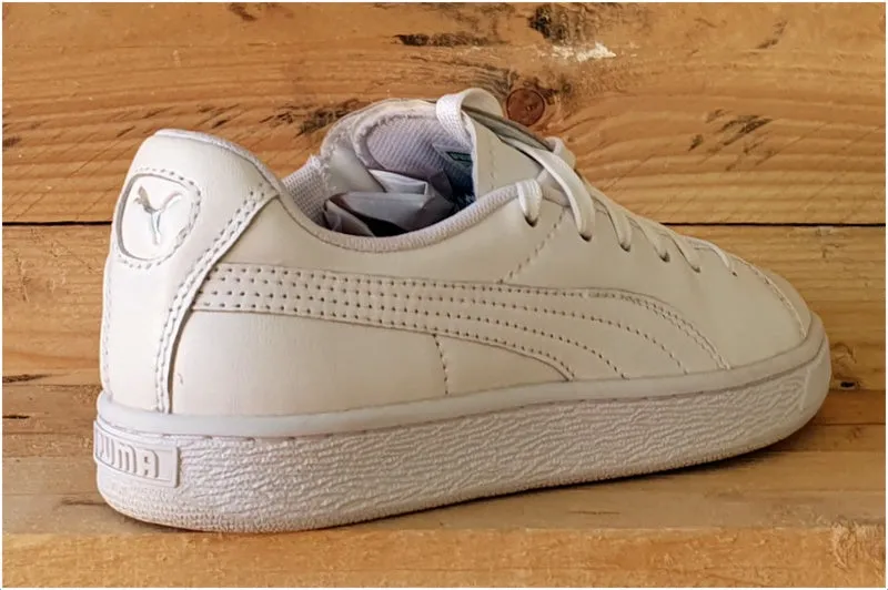Puma Basket Crush Emboss Leather Trainers UK4/US6.5/EU37 369595 01 Triple White