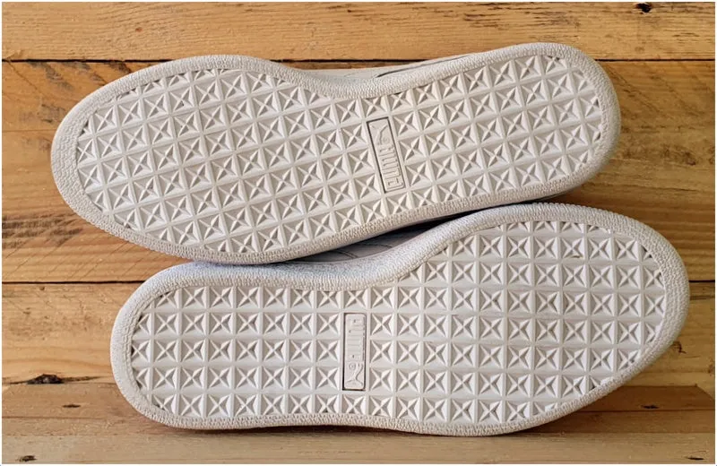 Puma Basket Crush Emboss Leather Trainers UK4/US6.5/EU37 369595 01 Triple White