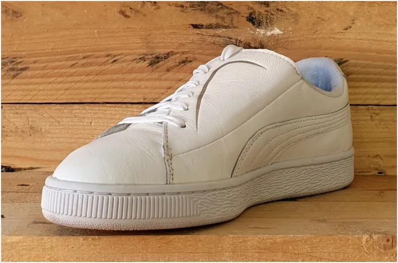 Puma Basket Crush Emboss Leather Trainers UK4/US6.5/EU37 369595 01 Triple White