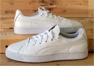 Puma Basket Crush Emboss Leather Trainers UK4/US6.5/EU37 369595 01 Triple White