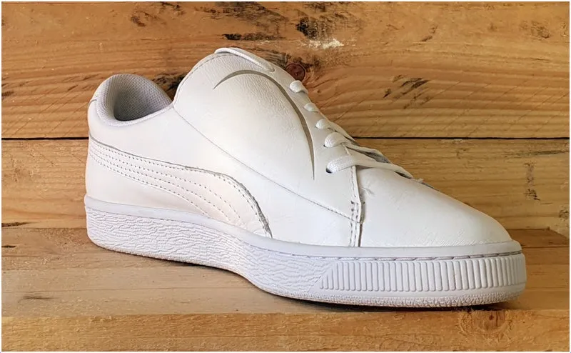 Puma Basket Crush Emboss Leather Trainers UK4/US6.5/EU37 369595 01 Triple White