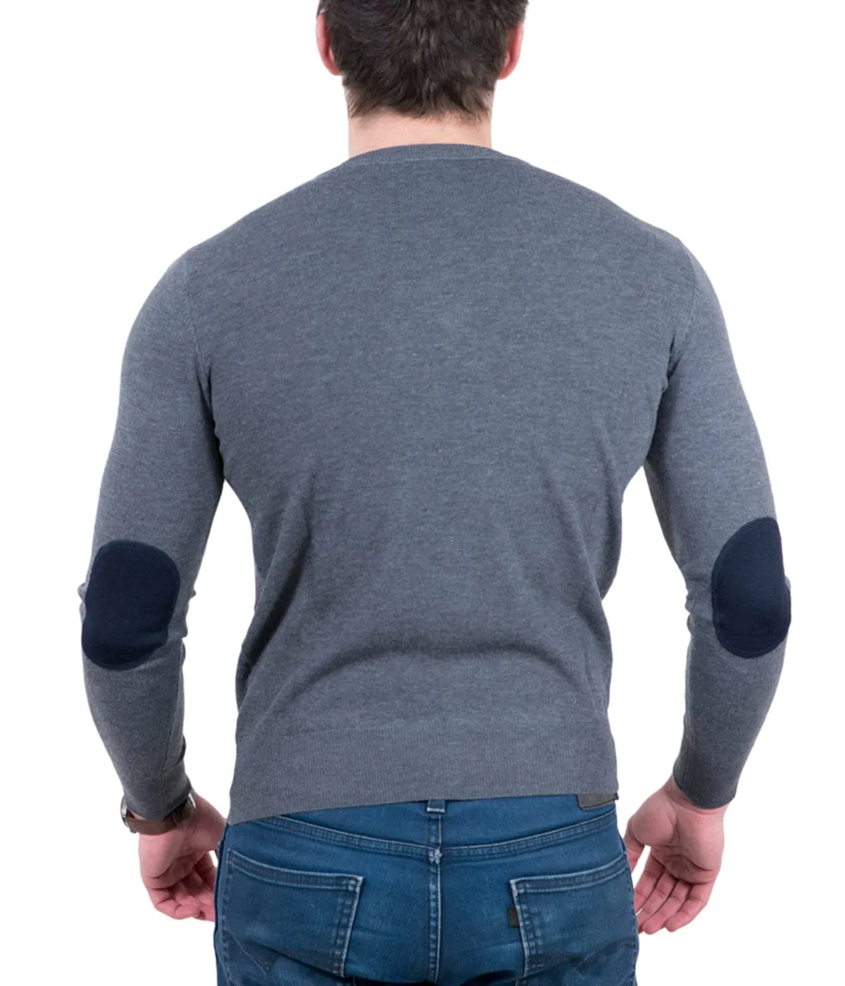 Real Cashmere Anthracite V-Neck Fine Cashmere Blend Mens Sweater
