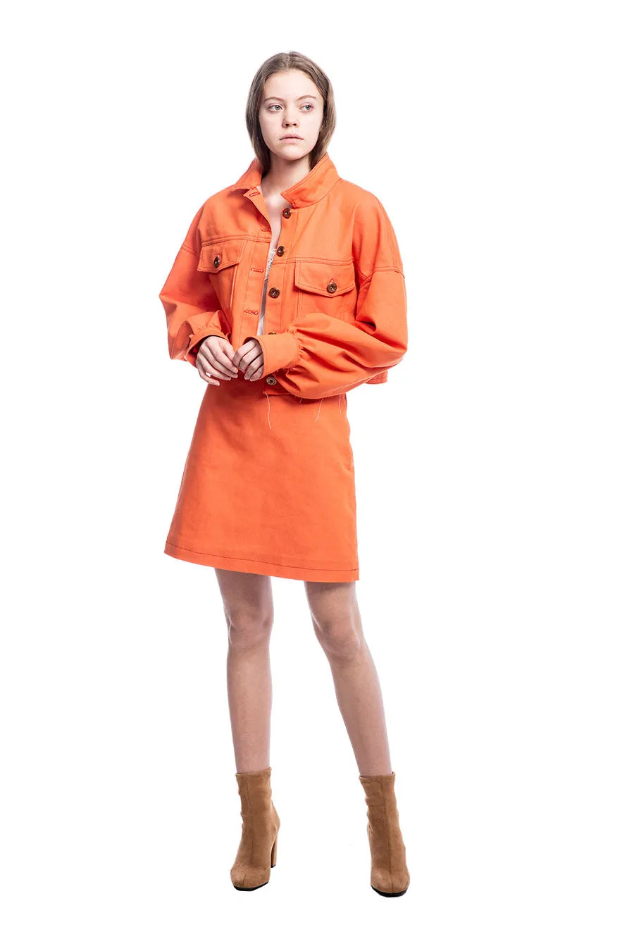 Shabeeg Orange Denim Jacket