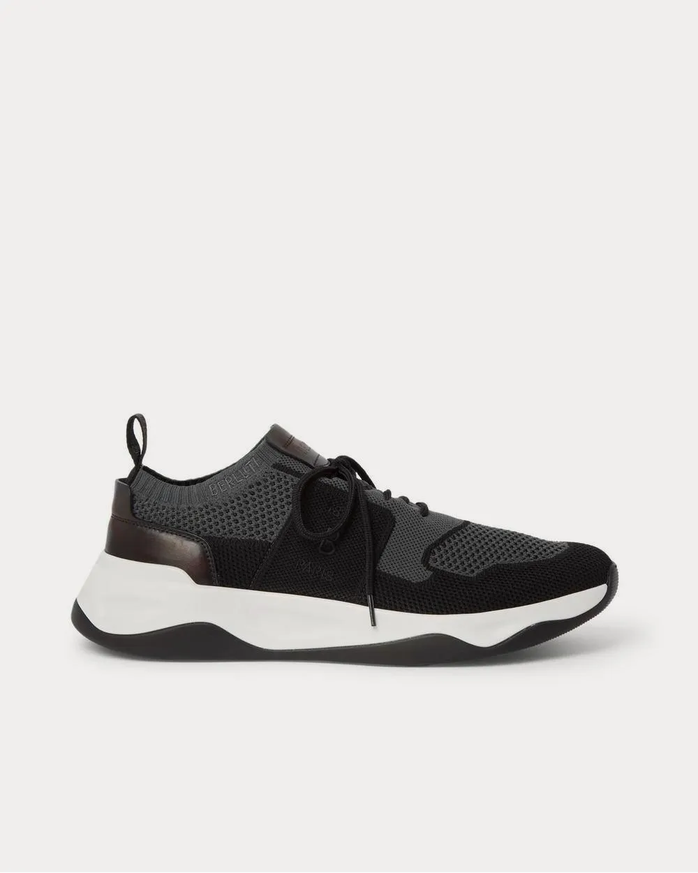 Shadow Leather-Trimmed Stretch-Knit  Gray low top sneakers