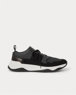 Shadow Leather-Trimmed Stretch-Knit  Gray low top sneakers