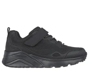 Skechers Uno Lite Worlo Black Unisex Velcro Trainers Memory Foam