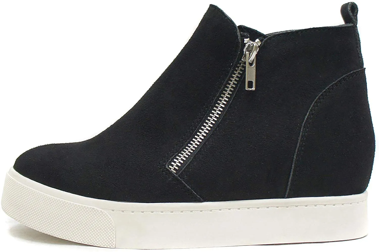 SODA Taylor Black Hidden Fashion Wedge Sneaker Shoes Side Zipper (6)