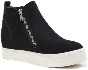 SODA Taylor Black Hidden Fashion Wedge Sneaker Shoes Side Zipper (6)