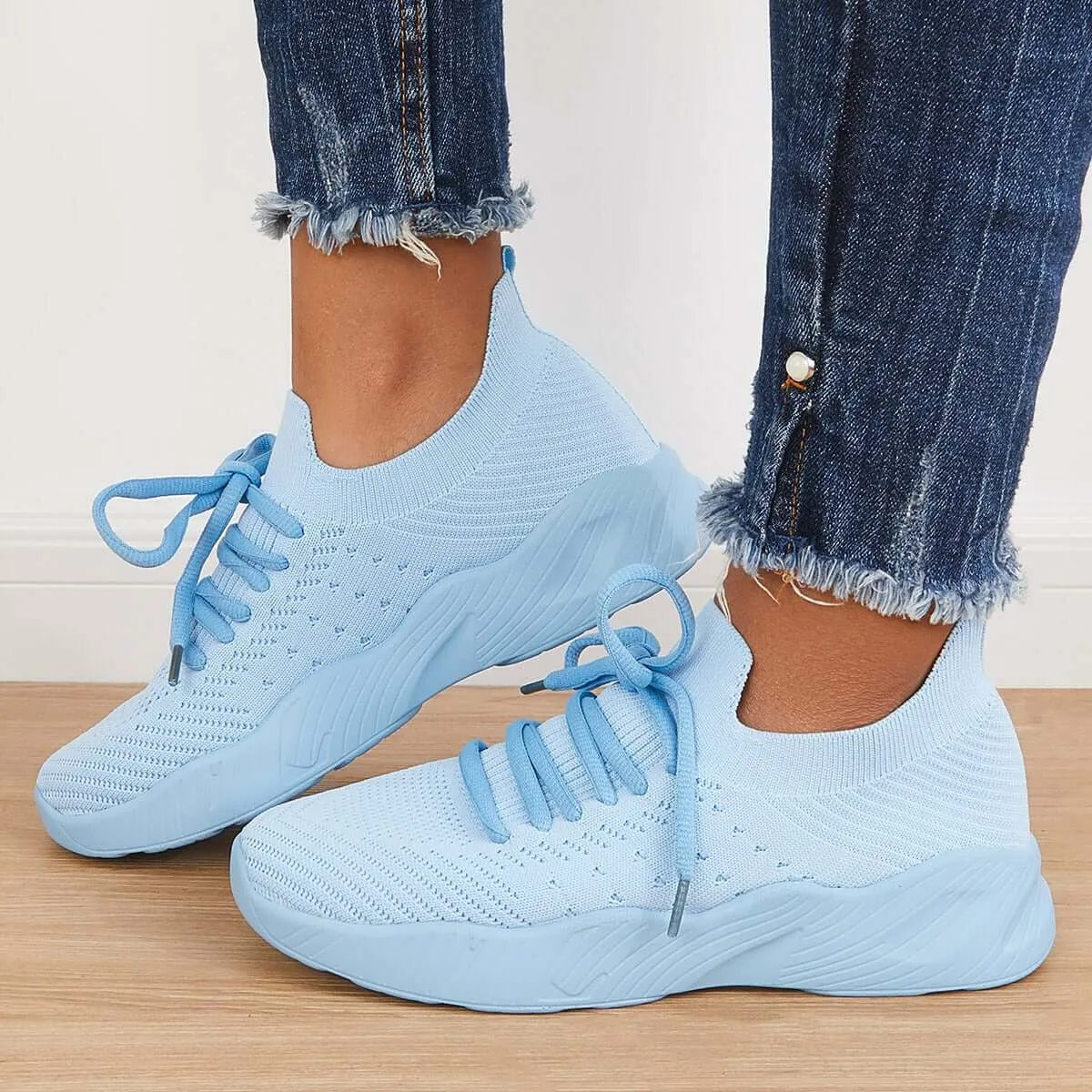 Sohiwoo  Women Casual Mesh Knitting Sneakers Sport Lightweight Arch Support Running Shoes