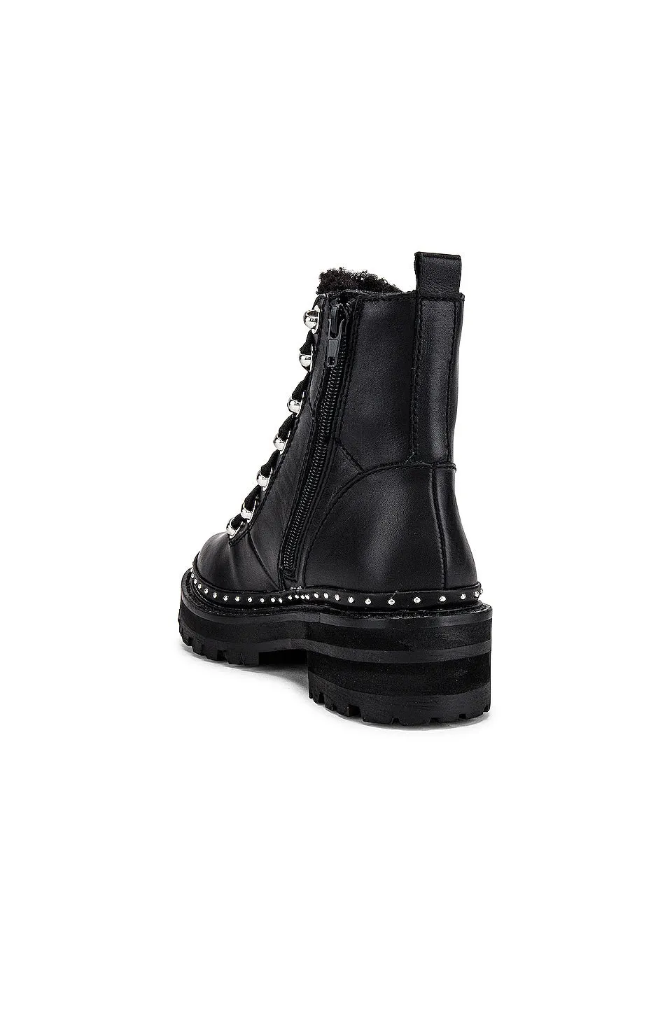 Steve Madden Rainier Silver hardware Lace-up front Ankle Fashion Boots Black Leather (9, Black Leather)