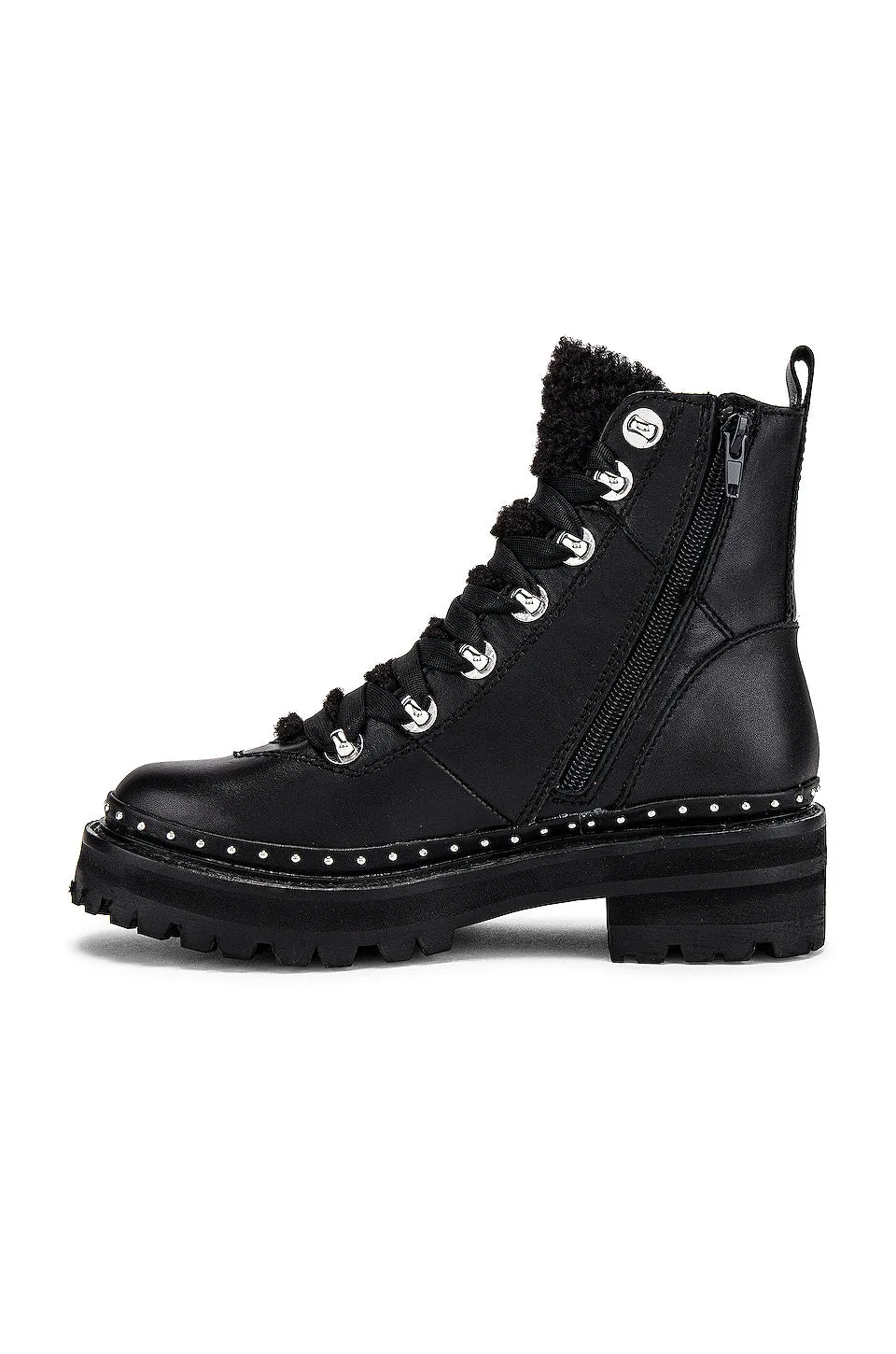 Steve Madden Rainier Silver hardware Lace-up front Ankle Fashion Boots Black Leather (9, Black Leather)