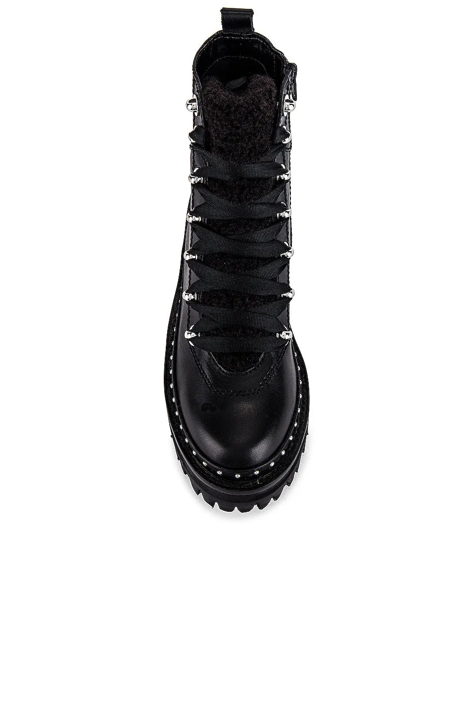 Steve Madden Rainier Silver hardware Lace-up front Ankle Fashion Boots Black Leather (9, Black Leather)