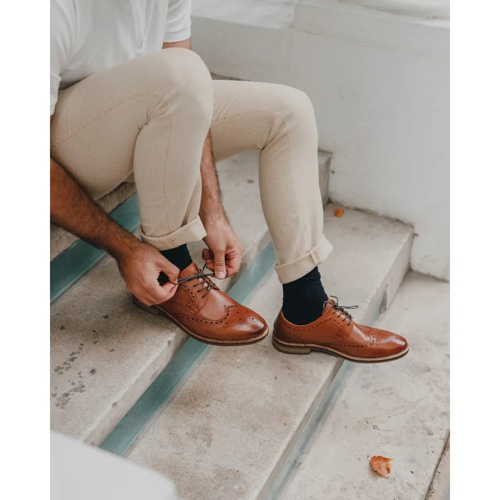 Tan Bryson Brogue Lace-Up Shoes